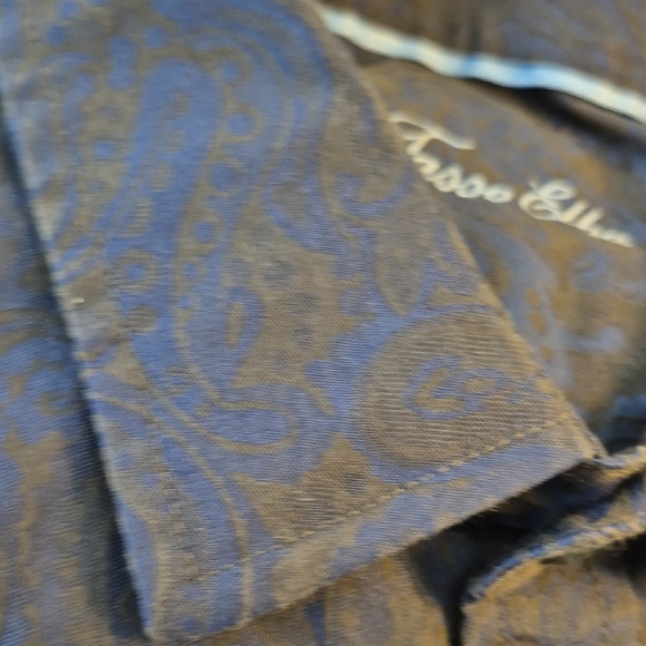 Tasso Elba Men's Vibrant Blue and Black Paisley Button Down Long Sleeve Shirt - Picture 16 of 16